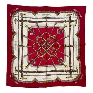 Trussardi Silk Scarf Elegant Red and Gold Scarf